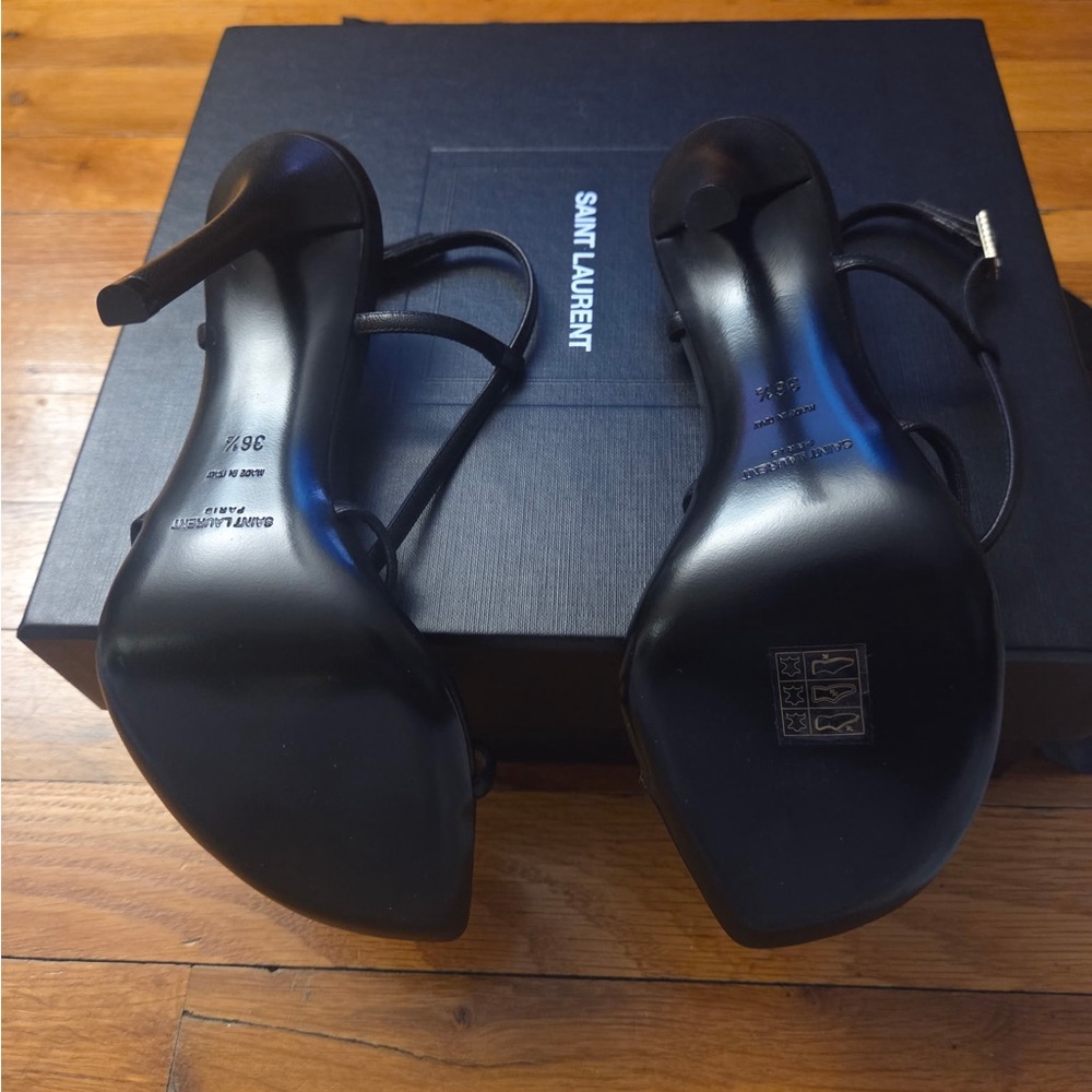 Saint Laurent Never Worn Black Strappy Heels - Picture 5 of 8